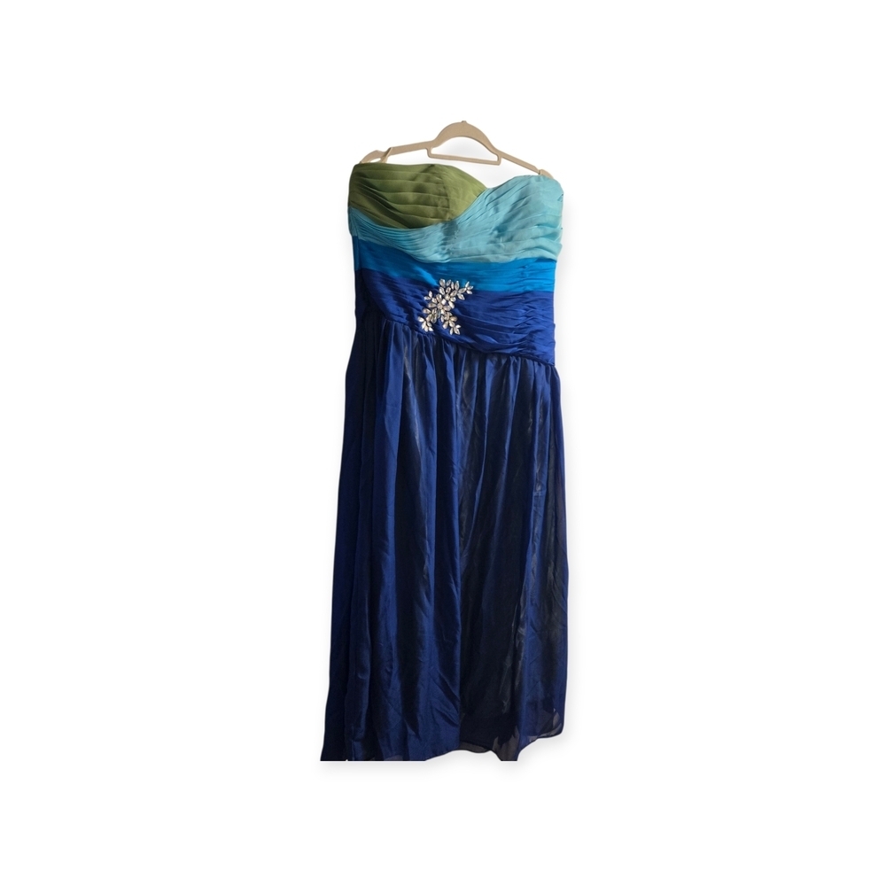 Grace Karin Floor Length Fairy   Evening /Fomal Sheer Gown Prom  Size 20 Blue